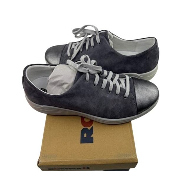 NEW Romika Madera 16 Sneakers Leather Suede Lace-Up Shoes Asphalt Womens Size 37 - Picture 1 of 9